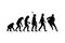 Theory of evolution of man to a rugby player. Vector silhouette illustration