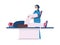 Therapist and patient on physical rehabilitation, vector illustration isolated.