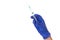 Therapy treatment concept. Cropped close up photo of hand of intern practitioner holding syringe with medicament inside isolated