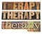 Therapy word in wood type