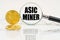 There are bitcoins on the chart and there is a magnifying glass with the inscription - Asic miner