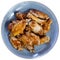 There is hearty snack on plate - large portion of fried chicken wings