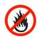 There is no fire sign. Prohibition of open flame symbol. Red icon on a white background. Vector illustration