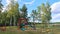 There is a playground with play structures, slides and swings in the city park among the birches on the lake shore. Nearby there a