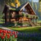 There is something so charming and inviting about a wooden house with a small garden overflowing with tulips.