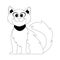 There is a very adorable and amusing cat with reddish fur sitting right there. Childrens coloring page.