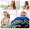 Theres no better smell than freshly done laundry. Composite image of a young woman doing laundry at home.