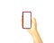 Theres a smartphone in my hand, mobile display screen, white background. Vector