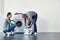 Theres something attractive about men doing chores. a young woman doing laundry at home.