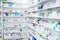 Theres something for every illness. shelves stocked with various medicinal products in a pharmacy.