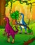 Therizinosaurus on the background of forest.