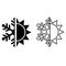 Thermal and cold resistant vector icon. Snowflake and sun illustration sign. Heat and frost symbol.