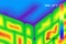 Thermal image of brick corner in home vector illustration.