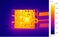 Thermal image photo of circuit electronic color scale