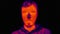 Thermal imaging view of caucasian male face. Infrared, thermal, night vision imaging