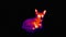 Thermal imaging view of small dog liyng on the floor. Infrared, thermal, night vision imaging