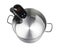 Thermal immersion circulator in pot isolated on white, above view. Sous vide cooker