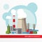 Thermal power station illustration in a flat style. City infographics set. All types of power stations.