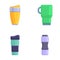 Thermo cup icons set cartoon vector. Thermal mug and thermos