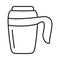 Thermo cup, travel mug. Outline thermos. Coffee cup icon.