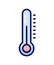 Thermometer filled outline vector icon illustration. For concepts of healthcare, weather and other measuring subjects. Cold and