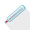 Thermometer flat icon with long shadow on white