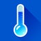 Thermometer in flat style on color background. Very cold temperature. Vector design object for you project