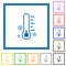Thermometer frosty temperature flat framed icons