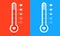 Thermometer with hearts. Meter of love. Gauge of temperature of love and happy. Couple icons with scale of warm on orange and blue