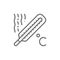 Thermometer, high temperature, fever line icon.