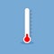 Thermometer icon in flat style, blue background