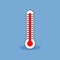 Thermometer icon in flat style, blue background