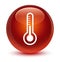 Thermometer icon glassy brown round button
