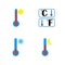 The thermometer icon. High, low and nightly temperature symbol. Degrees on Celsius and Pharyngeate. Flat Vector illustration