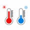 Thermometer icon. Thermometers measuring heat and cold