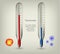 Thermometer icons with hot and cold temperatures