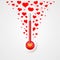 Thermometer of love scale with flying.