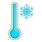 Thermometer low temperature icon, cartoon style