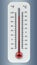 Thermometer with red temperature rise 3D rendering