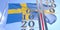 Thermometer shows 0 zero air temperature near flying flag of Sweden. Weather forecast conceptual 3D rendering