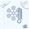 Thermometer with snowflake line sketch icon isolated on white background. Vector Illustration.