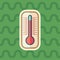 Thermometer sticker flat icon with color background.