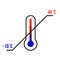 Thermometer. Storage temperature range symbol. Black thermometer icon with diagonal line and degrees sign value. Some standard