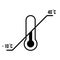 Thermometer. Storage temperature range symbol. Black thermometer icon with diagonal line and degrees sign value. Some standard