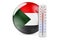 Thermometer with Sudanese flag. Heat in Sudan concept. 3D rendering
