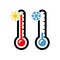 Thermometer with sun and snowflake. Weather icon