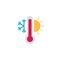 Thermometer with sunny and freezy weather flat icon