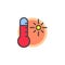 Thermometer sunny weather filled outline icon