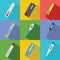 Thermometer temperature icons set, flat style