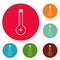 Thermometer warmly icons circle set